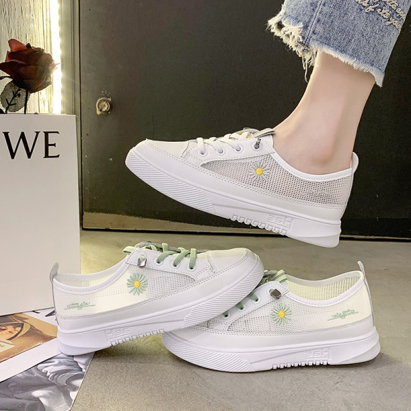 Tenisi casual dama cu plasa si broderie colorata