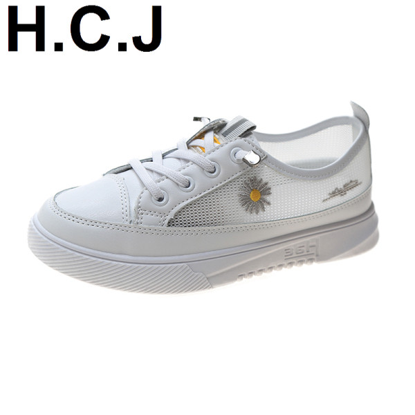 Tenisi casual dama cu plasa si broderie colorata