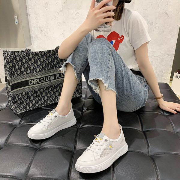 Tenisi casual dama cu plasa si broderie colorata