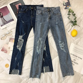 Blugi de dama de primavara Model slim cu talie inalta si motive rupte