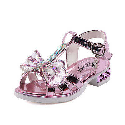 Μοντέρνα παιδικά σανδάλια με διακόσμιση  πέτρες και κορδέλα για κορίτσια