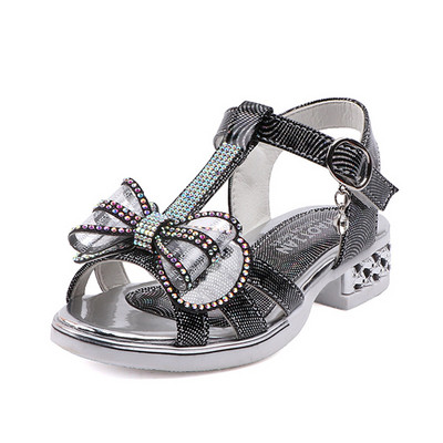 Μοντέρνα παιδικά σανδάλια με διακόσμιση  πέτρες και κορδέλα για κορίτσια