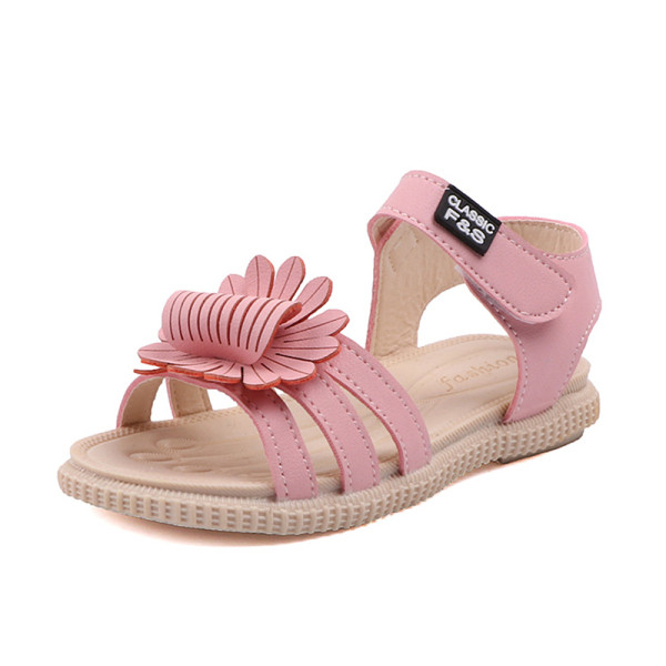 Παιδικά σανδάλια για κορίτσια με λουράκια βελκρό και τρισδιάστατο στοιχείο