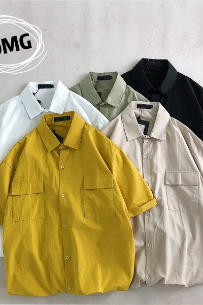 Cămașă pentru bărbați cu mâneci scurte și buzunare