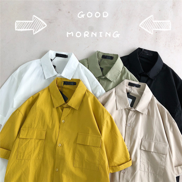 Cămașă pentru bărbați cu mâneci scurte și buzunare