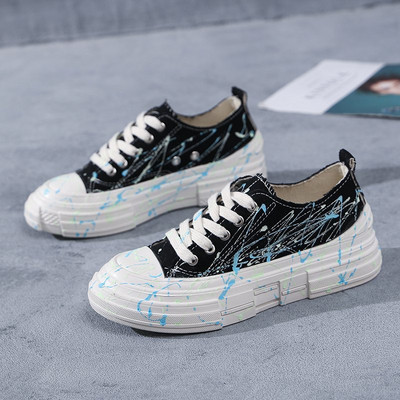 Tenisi casual dama cu talpa plate si panglici colorate