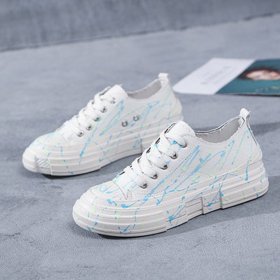 Tenisi casual dama cu talpa plate si panglici colorate