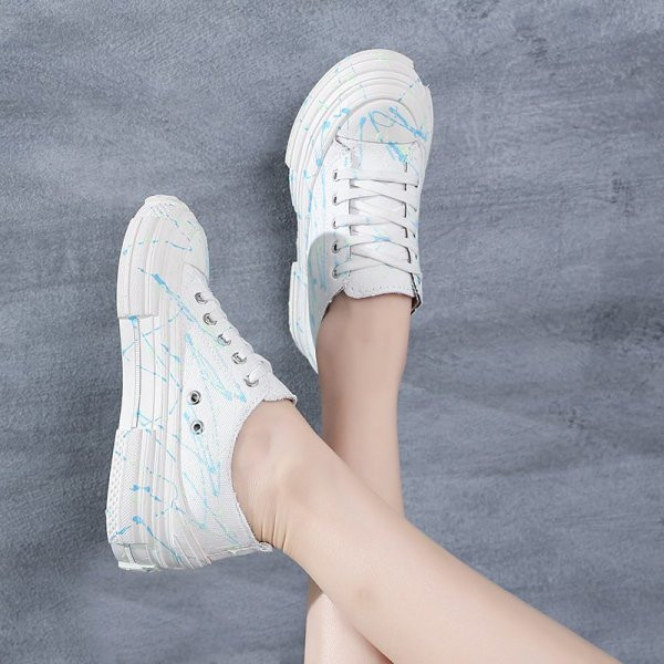 Tenisi casual dama cu talpa plate si panglici colorate