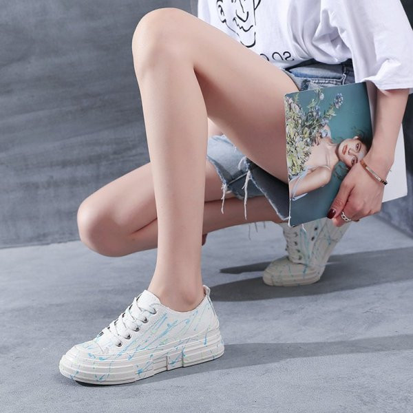 Tenisi casual dama cu talpa plate si panglici colorate