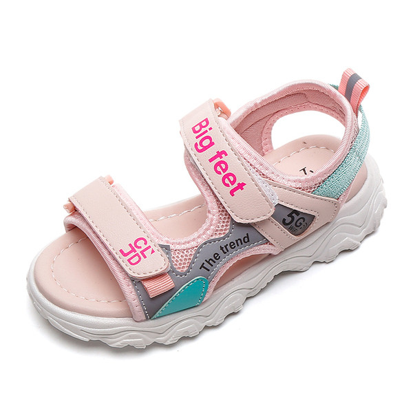 Casual παιδικά σανδάλια για κορίτσια με επιγραφές και λουράκια βελκρό