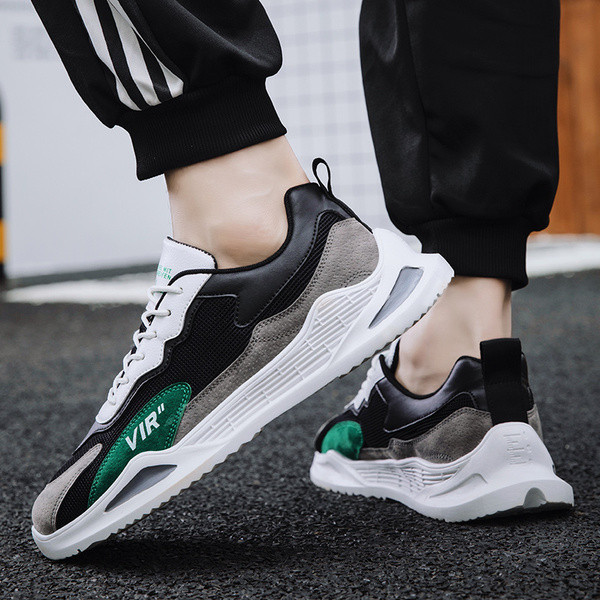 Ανδρικά αθλητικά παπούτσια με δερμάτινα μοτίβα και σουέτ