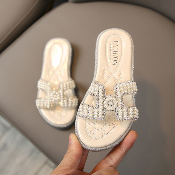 Papuci copii moderni cu perle pentru fete