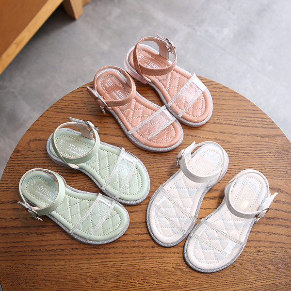 Casual παιδικά σανδάλια με διακόσμηση πέτρες και αγκράφα