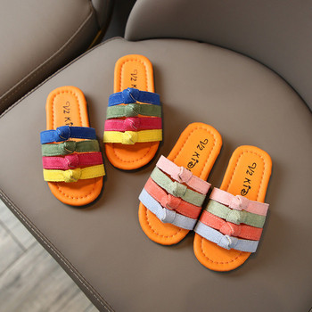 Цветни детски чехли с равна подметка за момичета