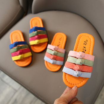 Цветни детски чехли с равна подметка за момичета