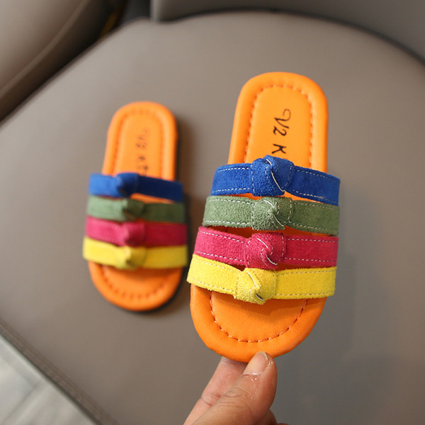 Πολύχρωμες παιδικές παντόφλες με επίπεδη σόλα για κορίτσια