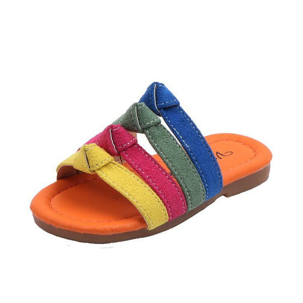 Πολύχρωμες παιδικές παντόφλες με επίπεδη σόλα για κορίτσια