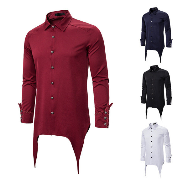 Camasa lunga de barbati model nou cu guler si nasturi clasici