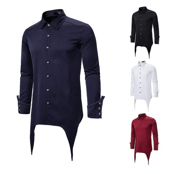 Camasa lunga de barbati model nou cu guler si nasturi clasici