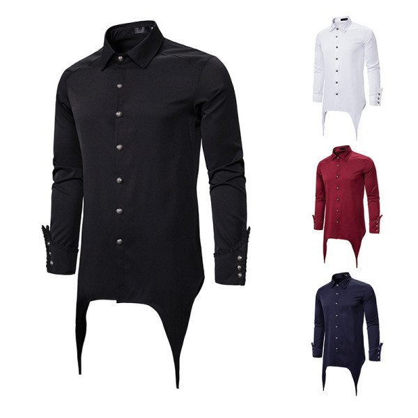 Camasa lunga de barbati model nou cu guler si nasturi clasici