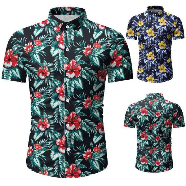 Vasaras vīriešu krekls ar īsām piedurknēm un ziedu rakstu