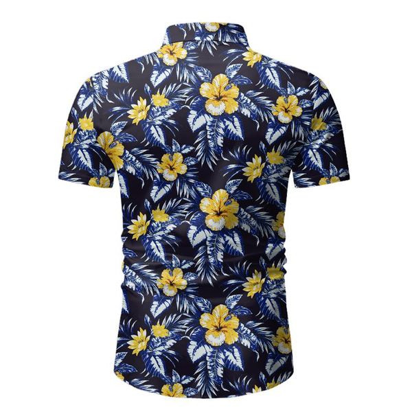 Vasaras vīriešu krekls ar īsām piedurknēm un ziedu rakstu