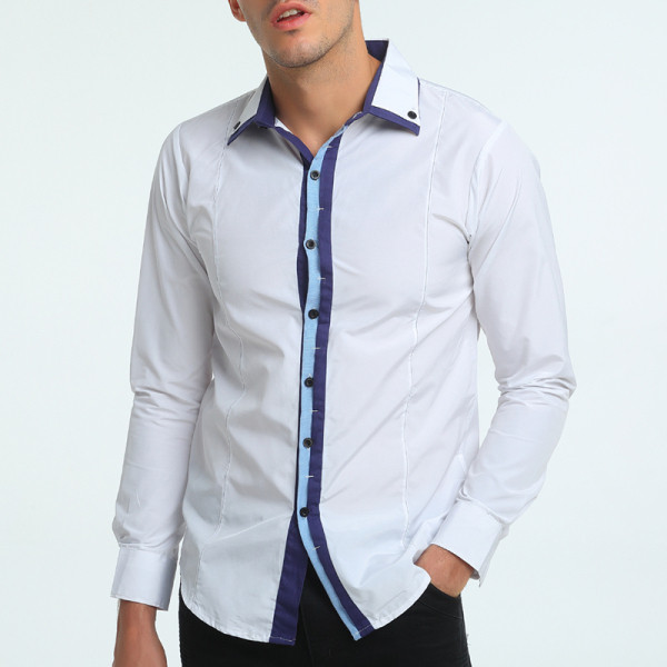 Cămașă modernă pentru bărbați, model mulat, cu mâneci lungi