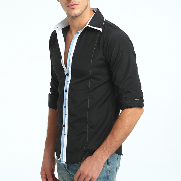 Cămașă modernă pentru bărbați, model mulat, cu mâneci lungi
