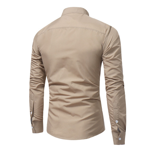 Stilīgs vīriešu krekls ar ovālu apkakli un kabatām