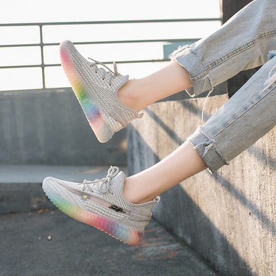 Adidasi moderni de dama cu broderie si talpa multicolora