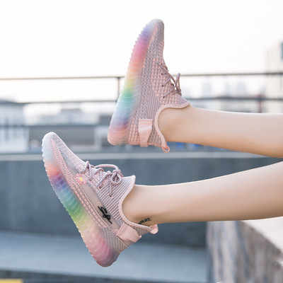 Adidasi moderni de dama cu broderie si talpa multicolora