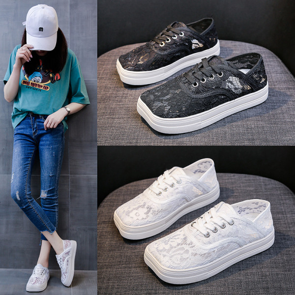 Tenisi casual dama cu dantela