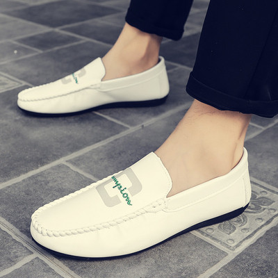 Mocasini barbatesti din piele ecologica cu talpa plata si broderie