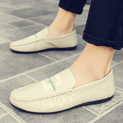 Mocasini barbatesti din piele ecologica cu talpa plata si broderie