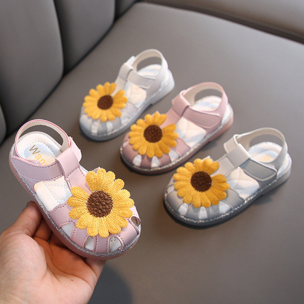 Sandale casual pentru copii cu element de flori 3D