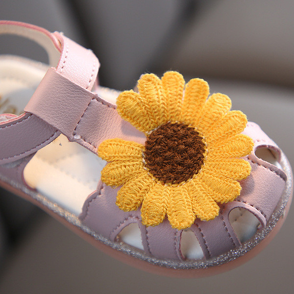 Sandale casual pentru copii cu element de flori 3D