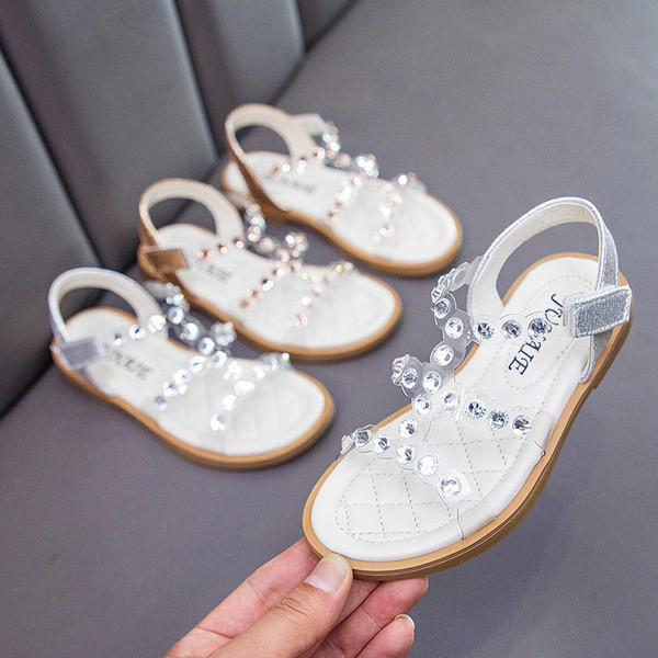 Μοντέρνα  παιδικά σανδάλια με  διακόσμηση πέτρες για κορίτσια
