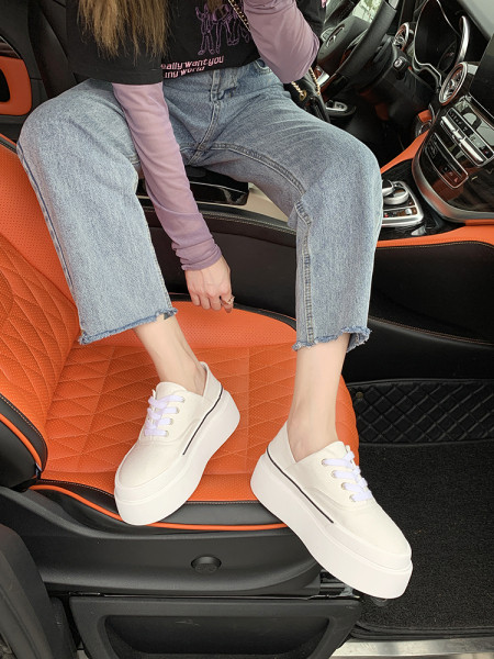 Kevad-sügis riidest naiste tossud kõrge lameda tallaga