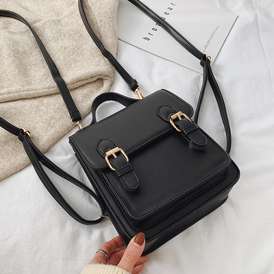 Rucsac casual dama din piele ecologica cu catarame metalice