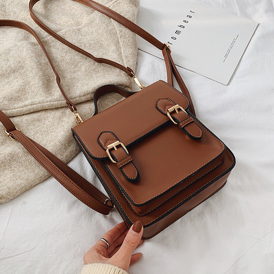 Rucsac casual dama din piele ecologica cu catarame metalice