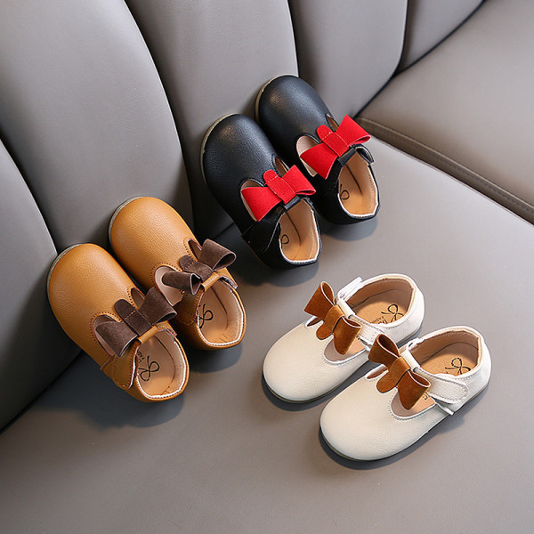 Pantofi copii din piele ecologica cu panglica pentru fete