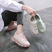 Adidasi moderni de dama din material respirabil cu talpa inalta