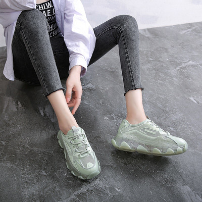 Adidasi moderni de dama din material respirabil cu talpa inalta