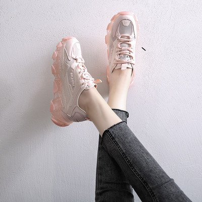 Adidasi moderni de dama din material respirabil cu talpa inalta