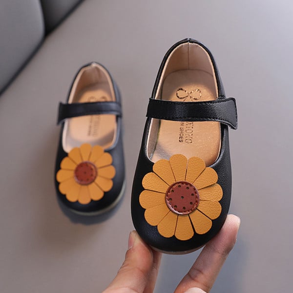 Pantofi copii din piele ecologica cu floare pentru fete