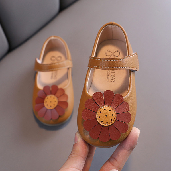 Pantofi copii din piele ecologica cu floare pentru fete