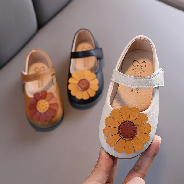 Pantofi copii din piele ecologica cu floare pentru fete