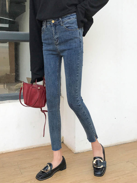 Blugi dama casual model slim cu talie inalta si lungime 9/10