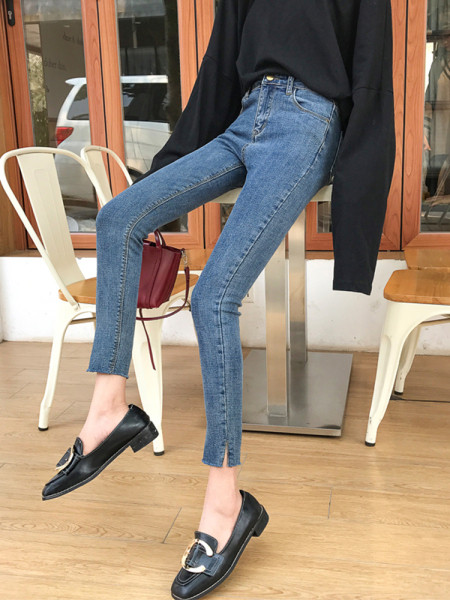 Blugi dama casual model slim cu talie inalta si lungime 9/10