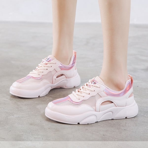 Tenisi casual dama confectionati din material respirabil cu efect olografic